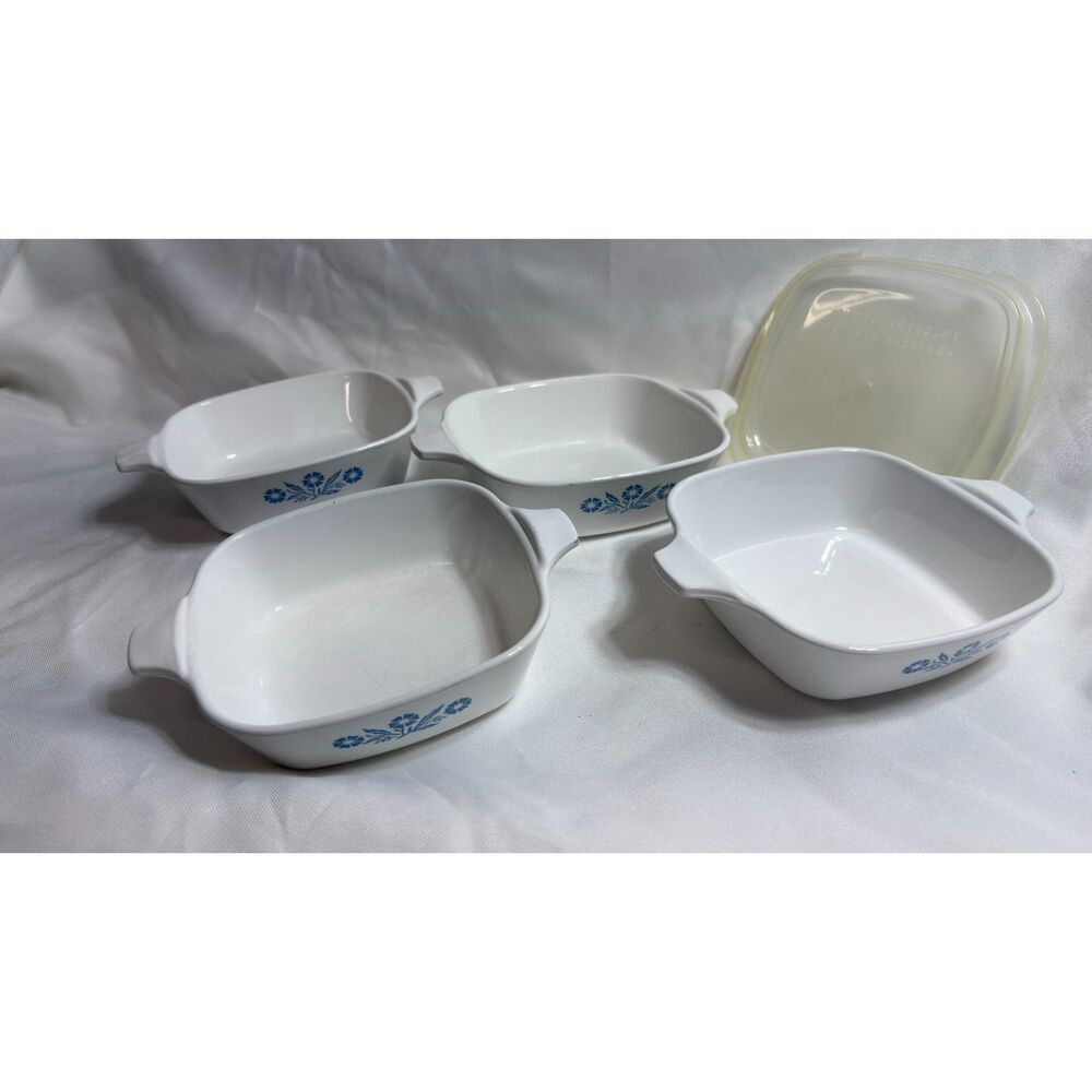 Corning Ware Vintage 4 Petite Pan Casserole Dishes Iconic Blue Cornflower Patter - Picture 6 of 10